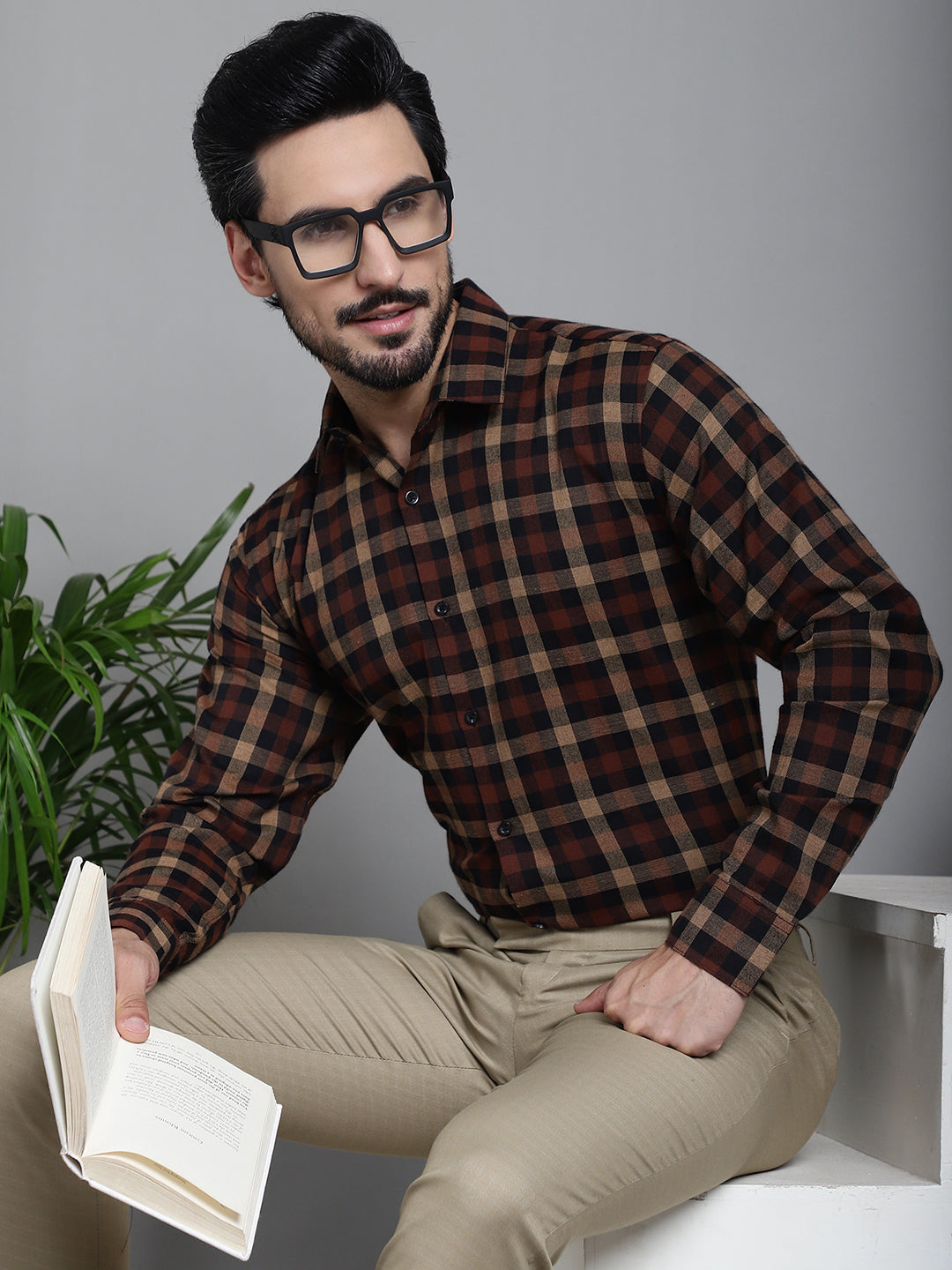 Men's Checked Formal Shirt - Taantav