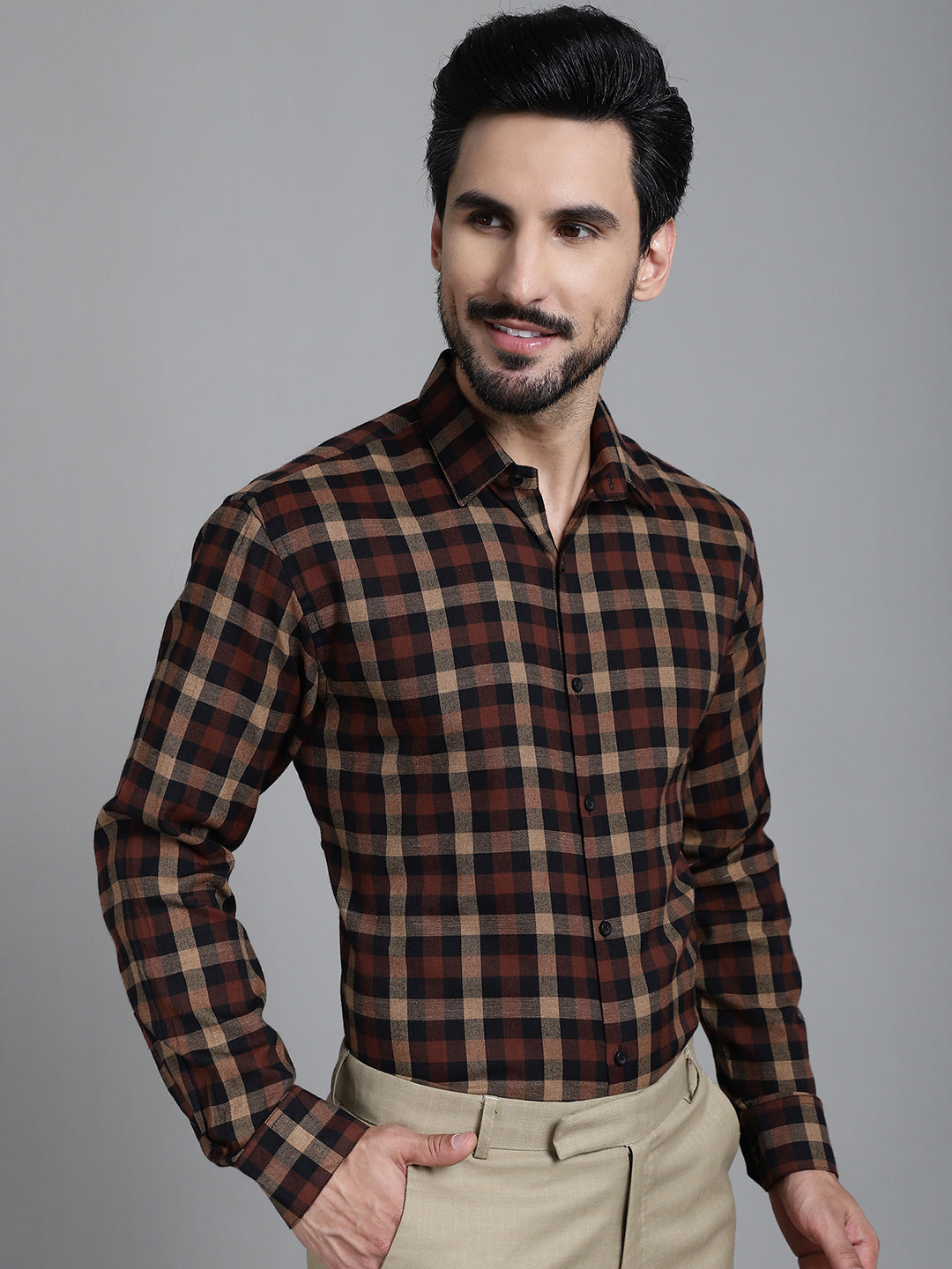 Men's Checked Formal Shirt - Taantav