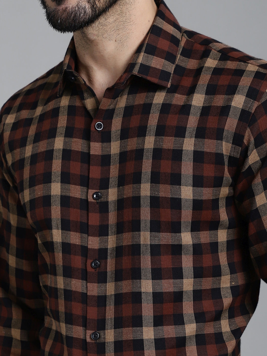 Men's Checked Formal Shirt - Taantav