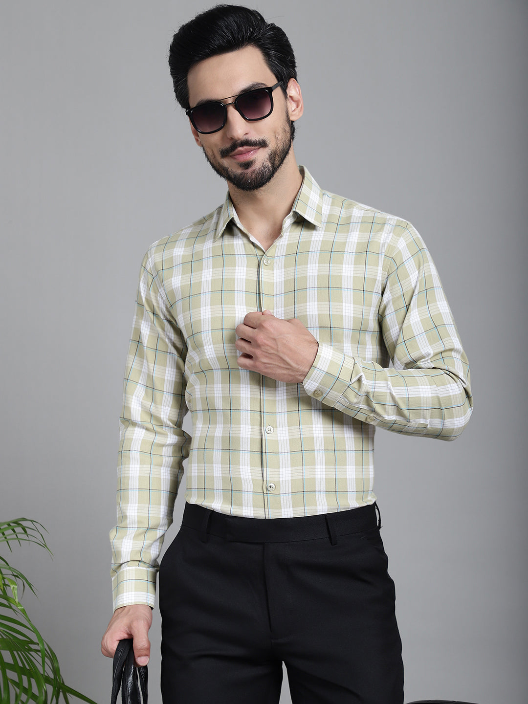 Men's Checked Formal Shirt - Taantav