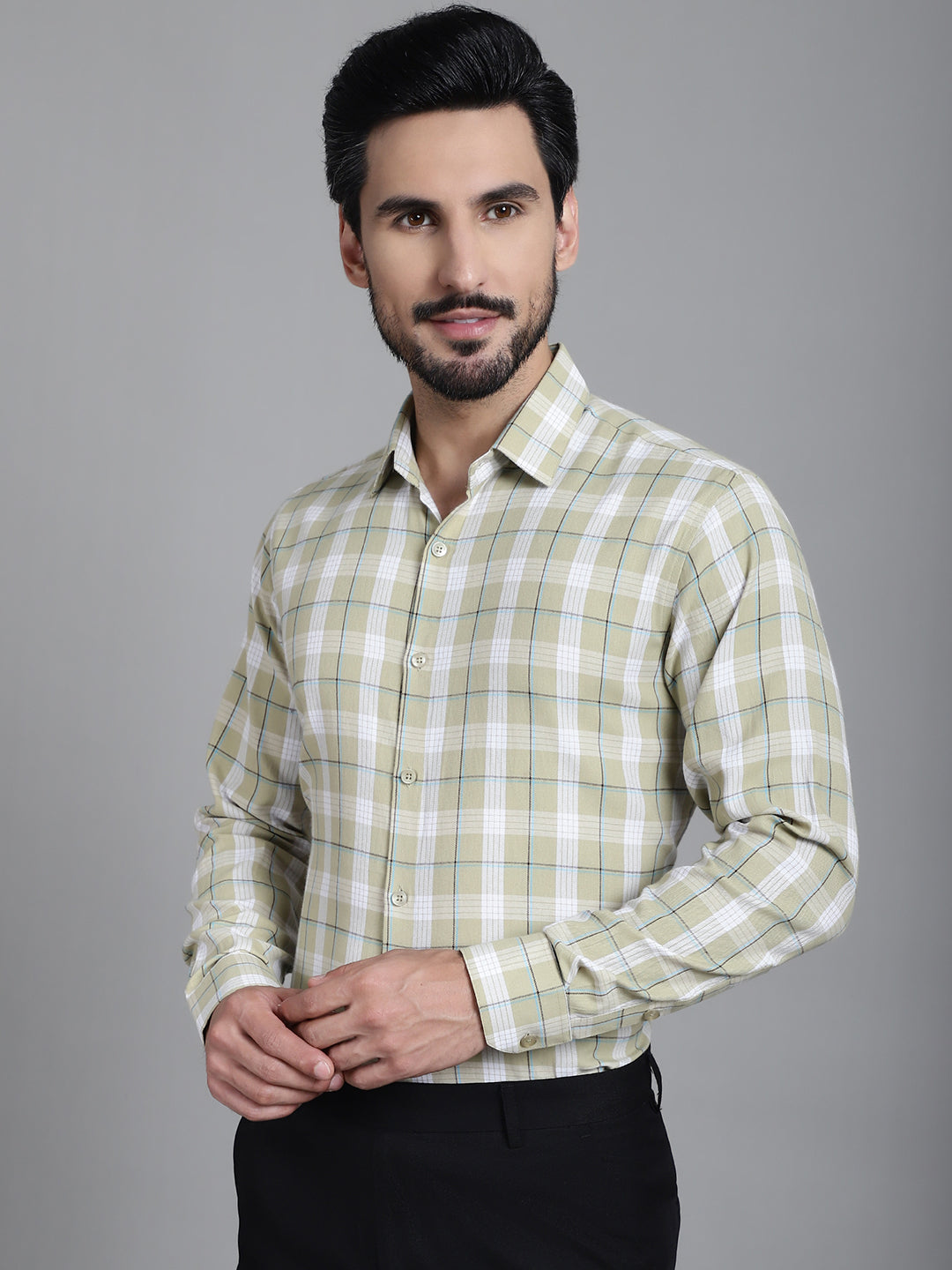 Men's Checked Formal Shirt - Taantav