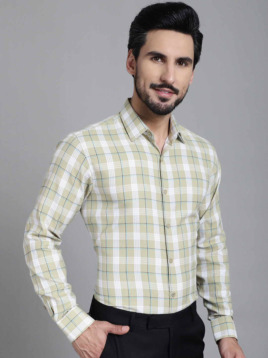 Men's Checked Formal Shirt - Taantav