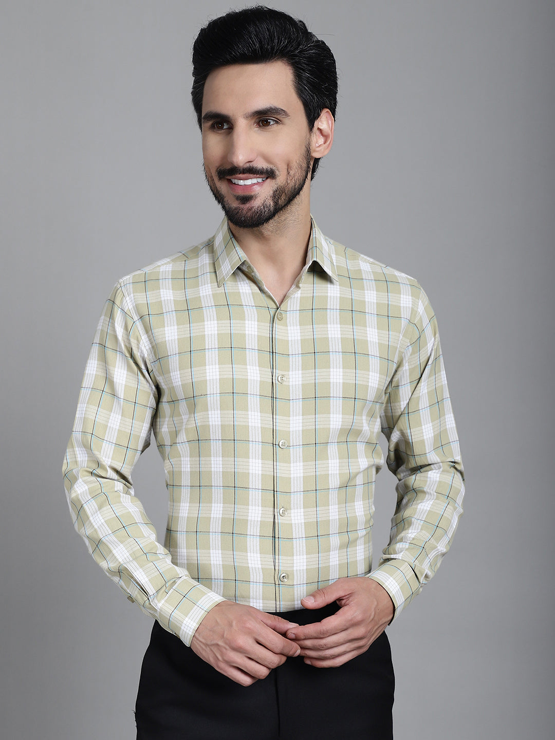 Men's Checked Formal Shirt - Taantav