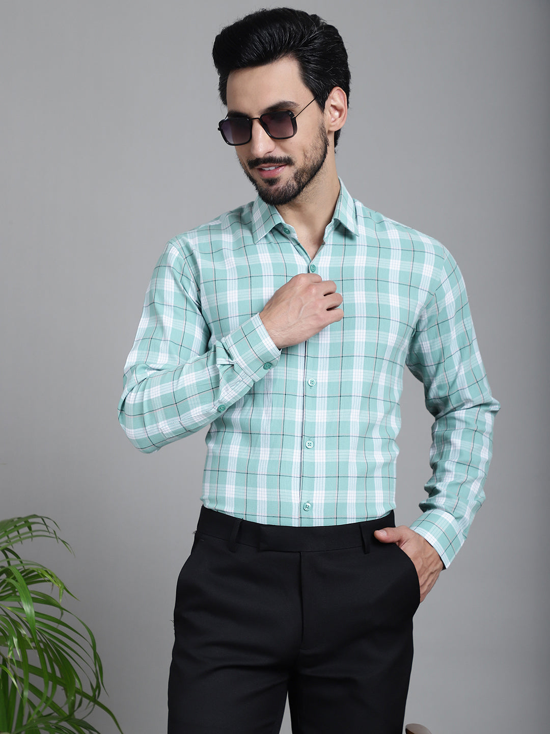 Men's Checked Formal Shirt - Taantav