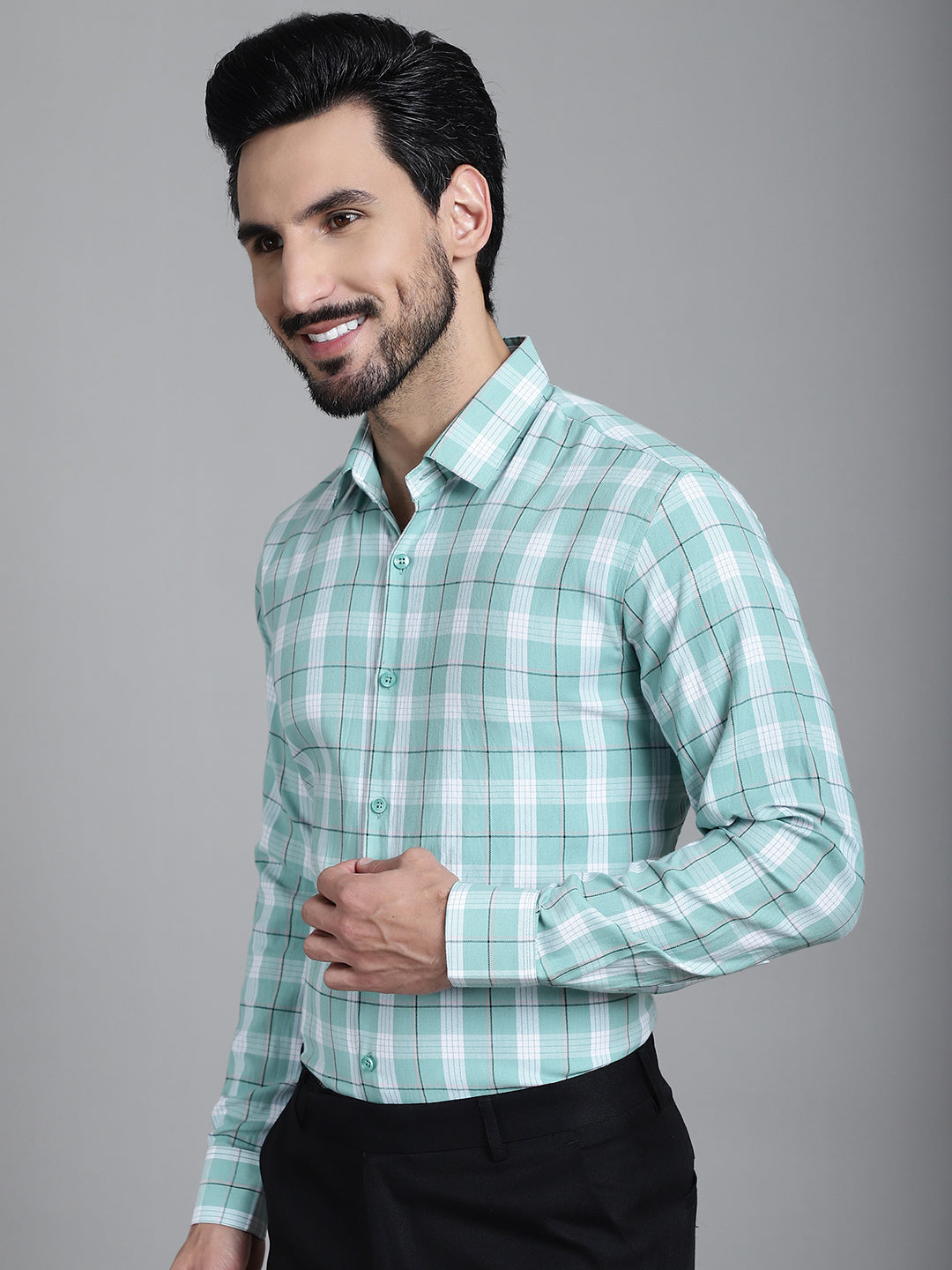 Men's Checked Formal Shirt - Taantav