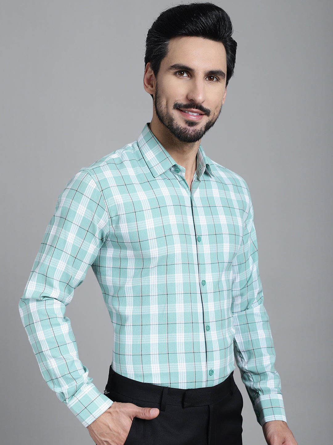 Men's Checked Formal Shirt - Taantav