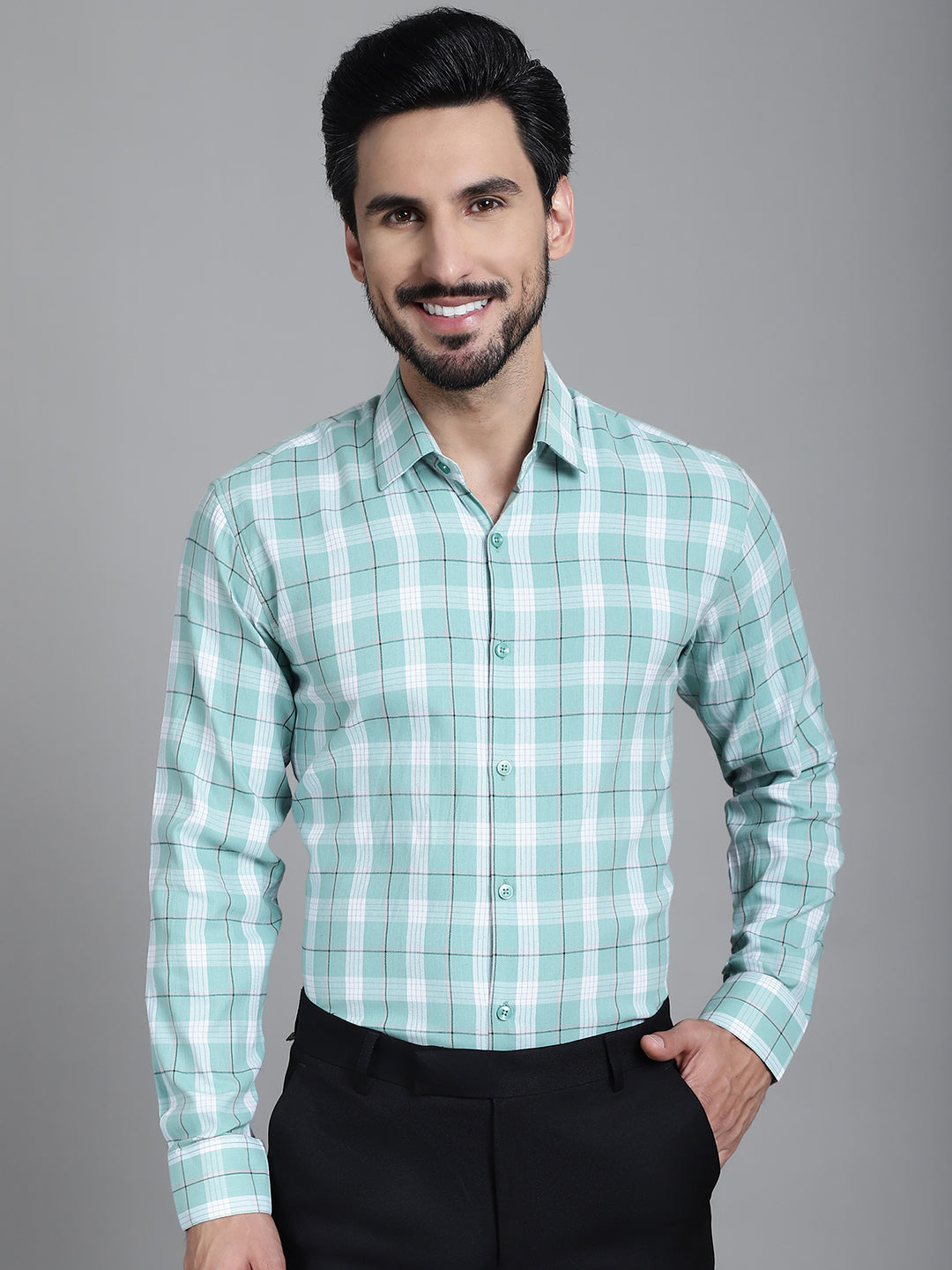 Men's Checked Formal Shirt - Taantav