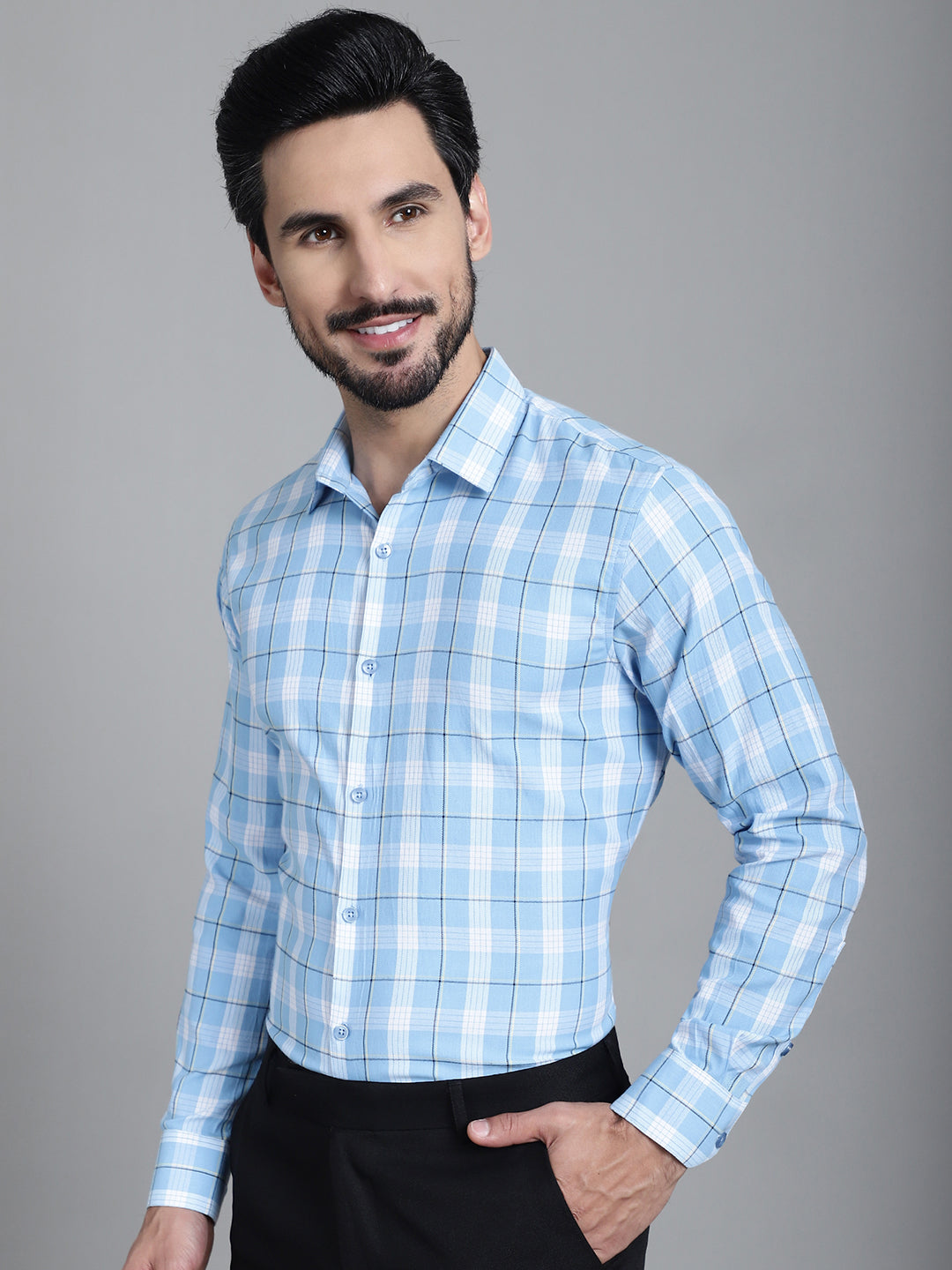 Men's Checked Formal Shirt - Taantav