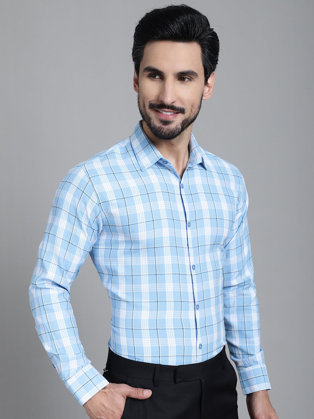 Men's Checked Formal Shirt - Taantav