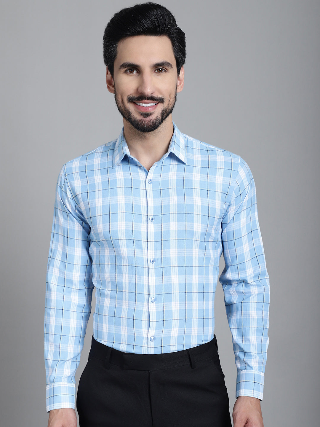 Men's Checked Formal Shirt - Taantav