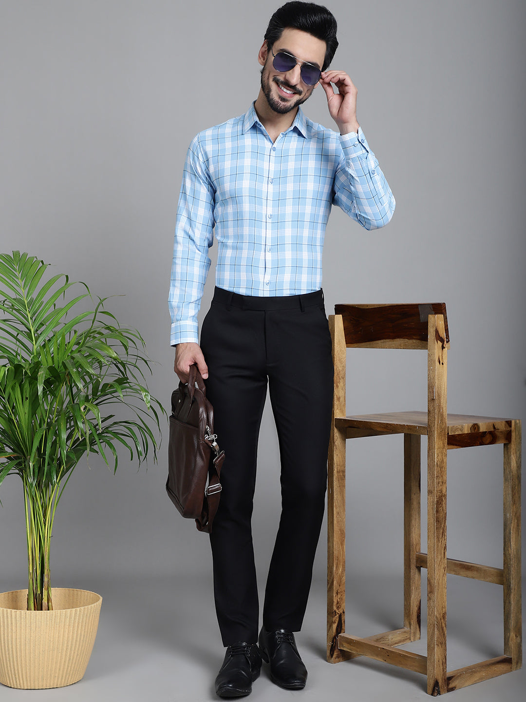 Men's Checked Formal Shirt - Taantav