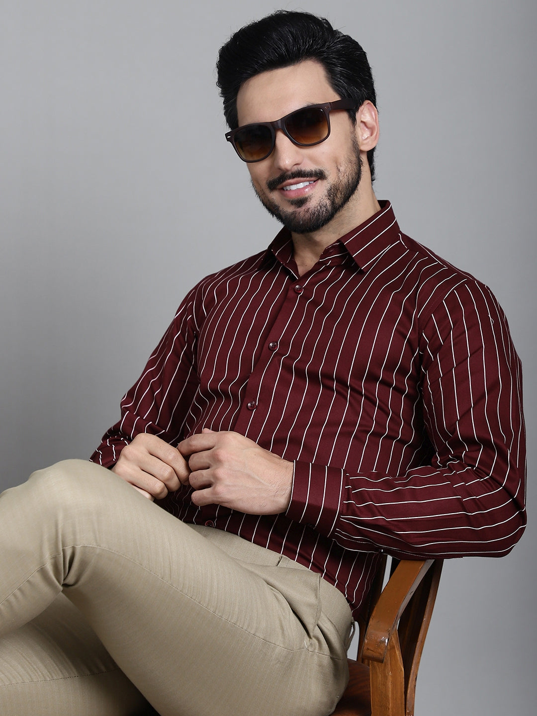 Men's Striped Formal Shirt - Taantav