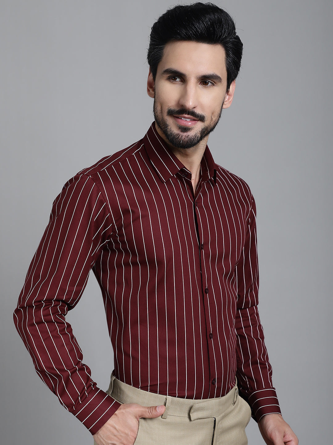 Men's Striped Formal Shirt - Taantav