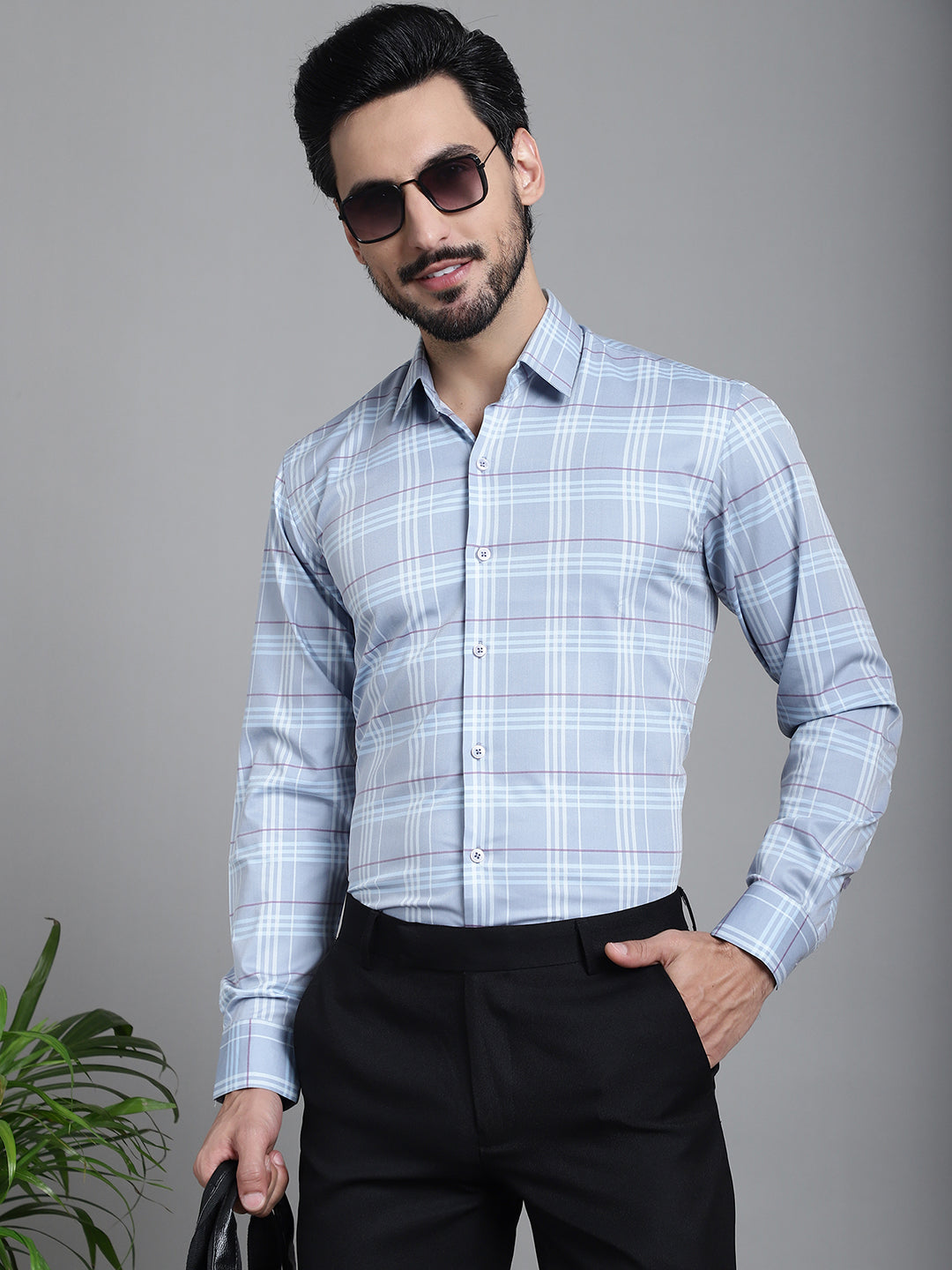 Men's Checked Formal Shirt - Taantav