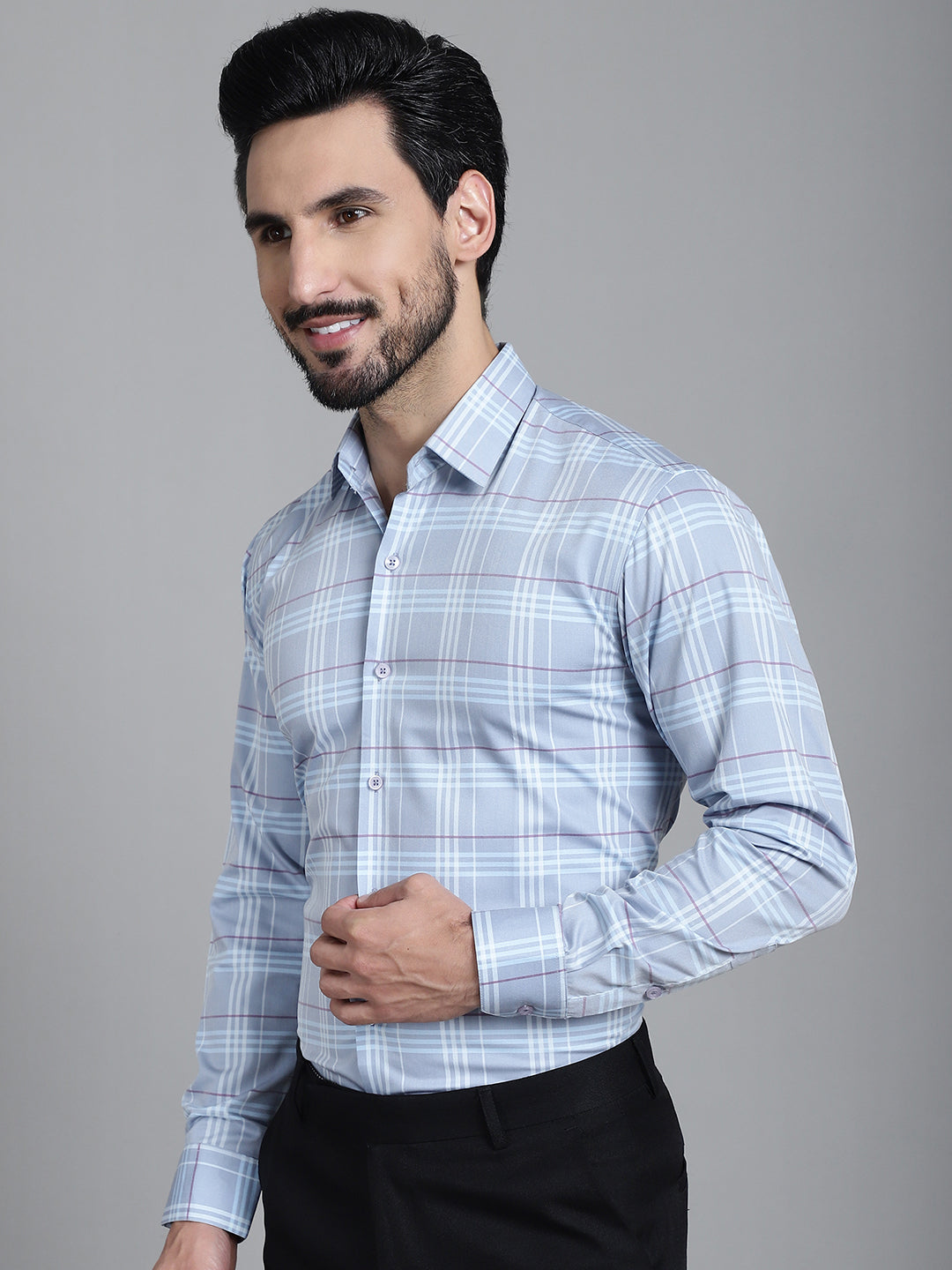 Men's Checked Formal Shirt - Taantav