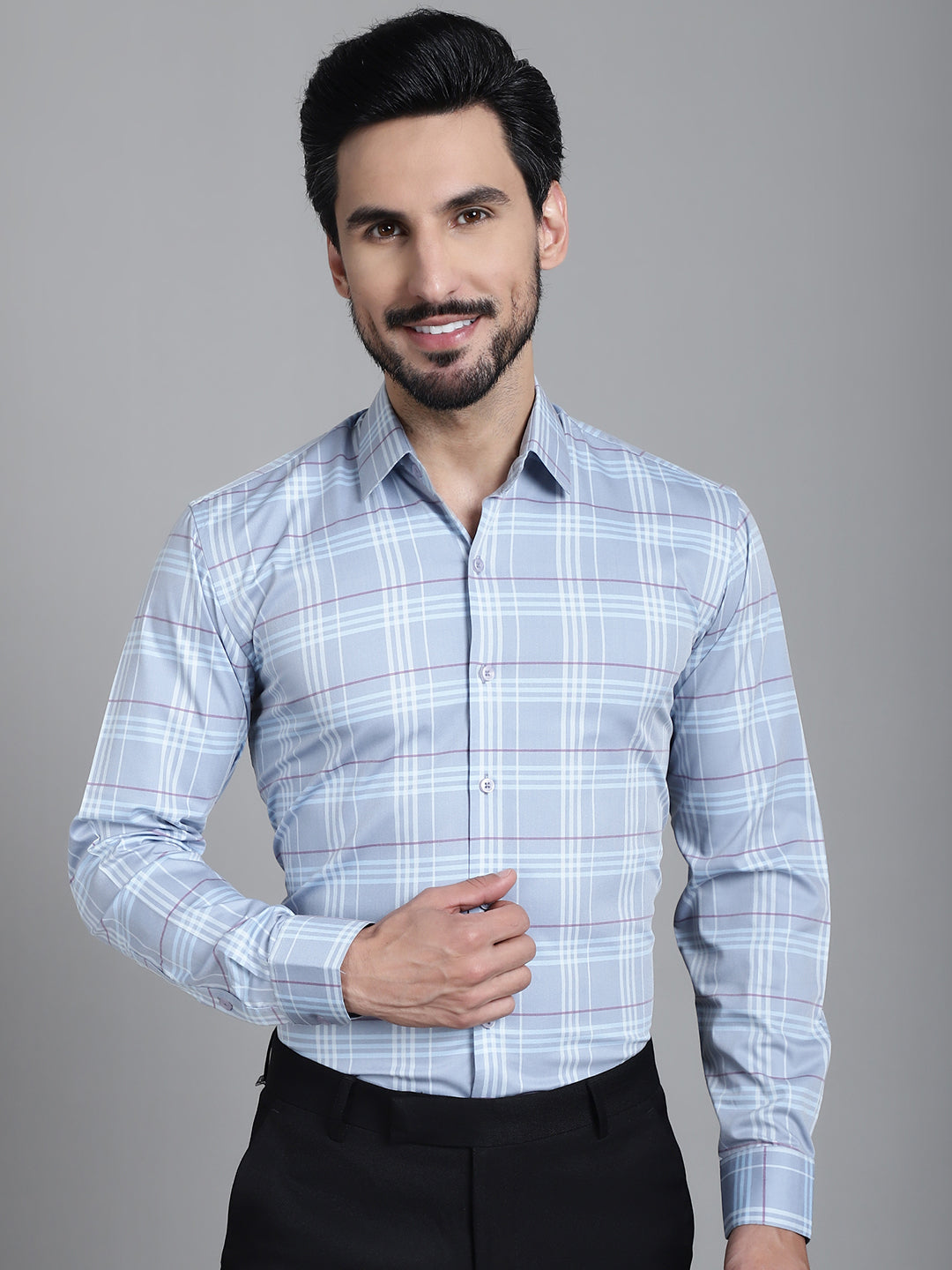 Men's Checked Formal Shirt - Taantav