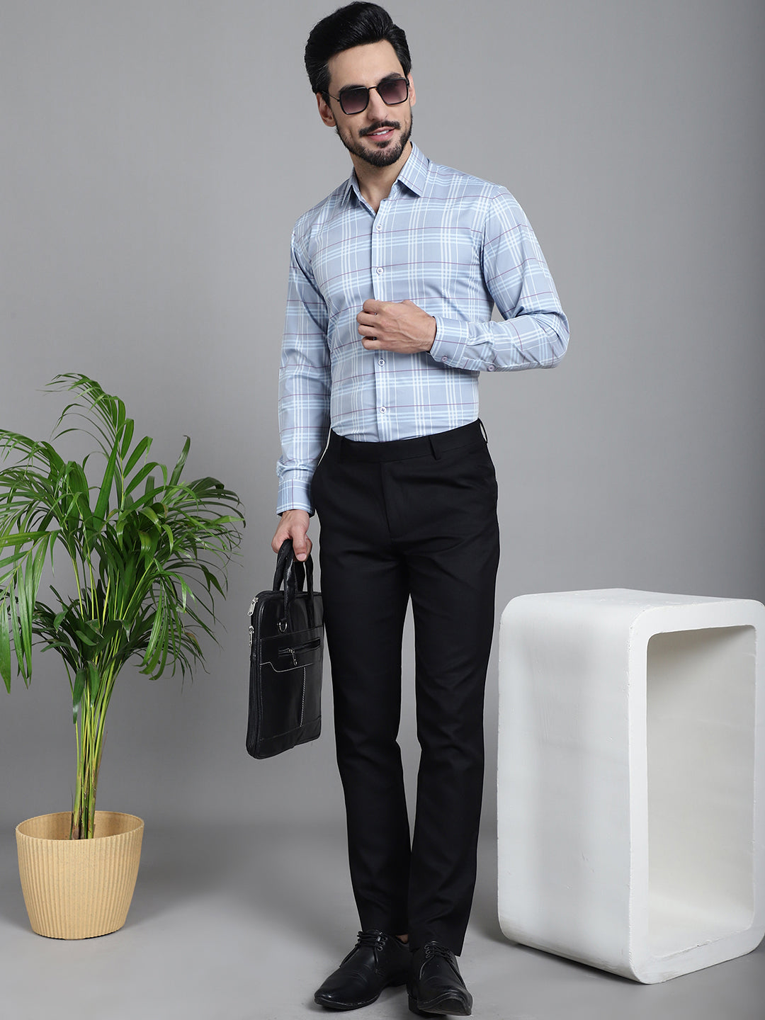 Men's Checked Formal Shirt - Taantav