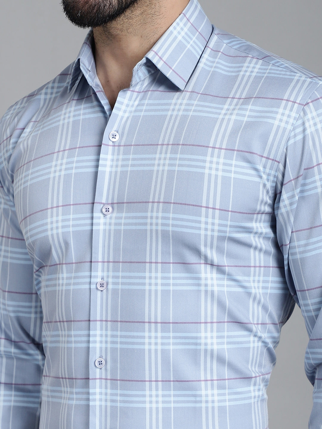 Men's Checked Formal Shirt - Taantav