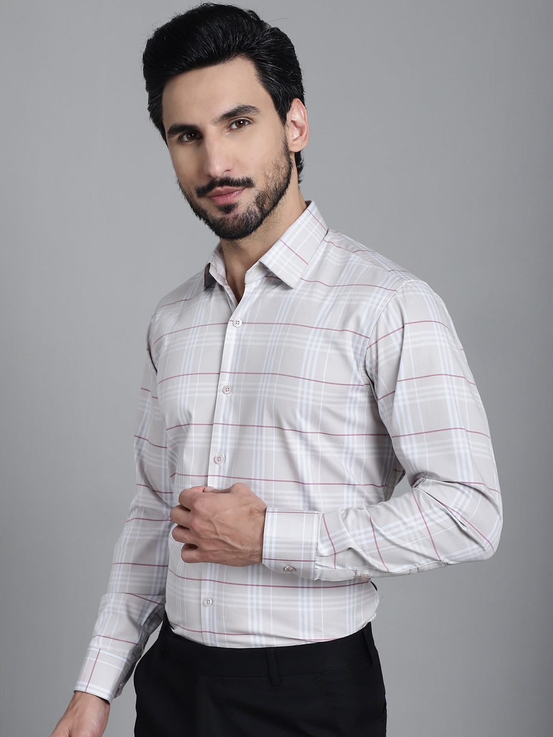 Men's Checked Formal Shirt - Taantav