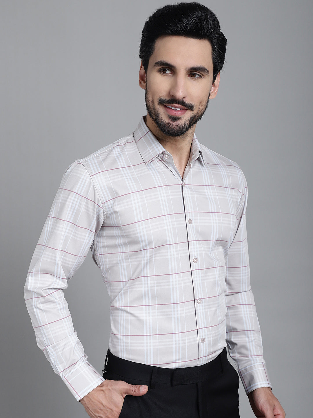 Men's Checked Formal Shirt - Taantav