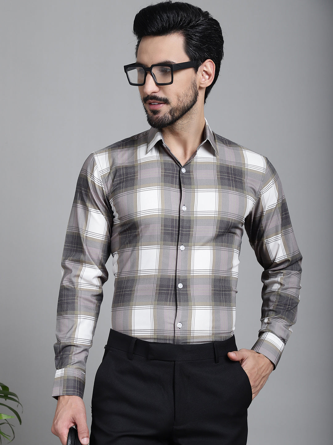 Men's Checked Formal Shirt - Taantav