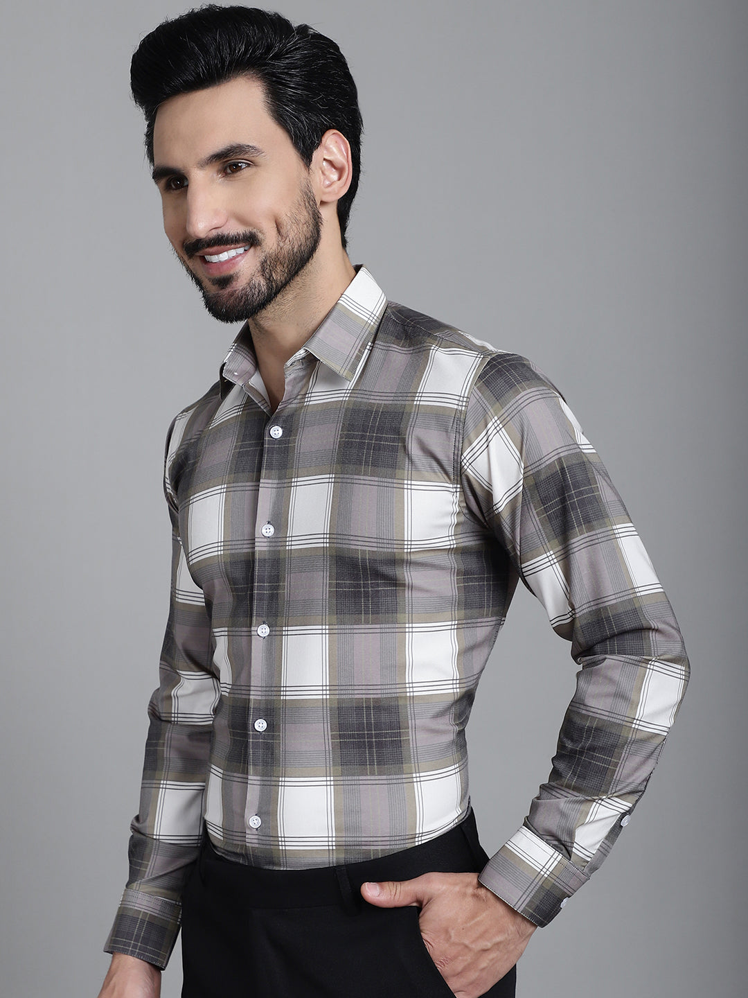 Men's Checked Formal Shirt - Taantav