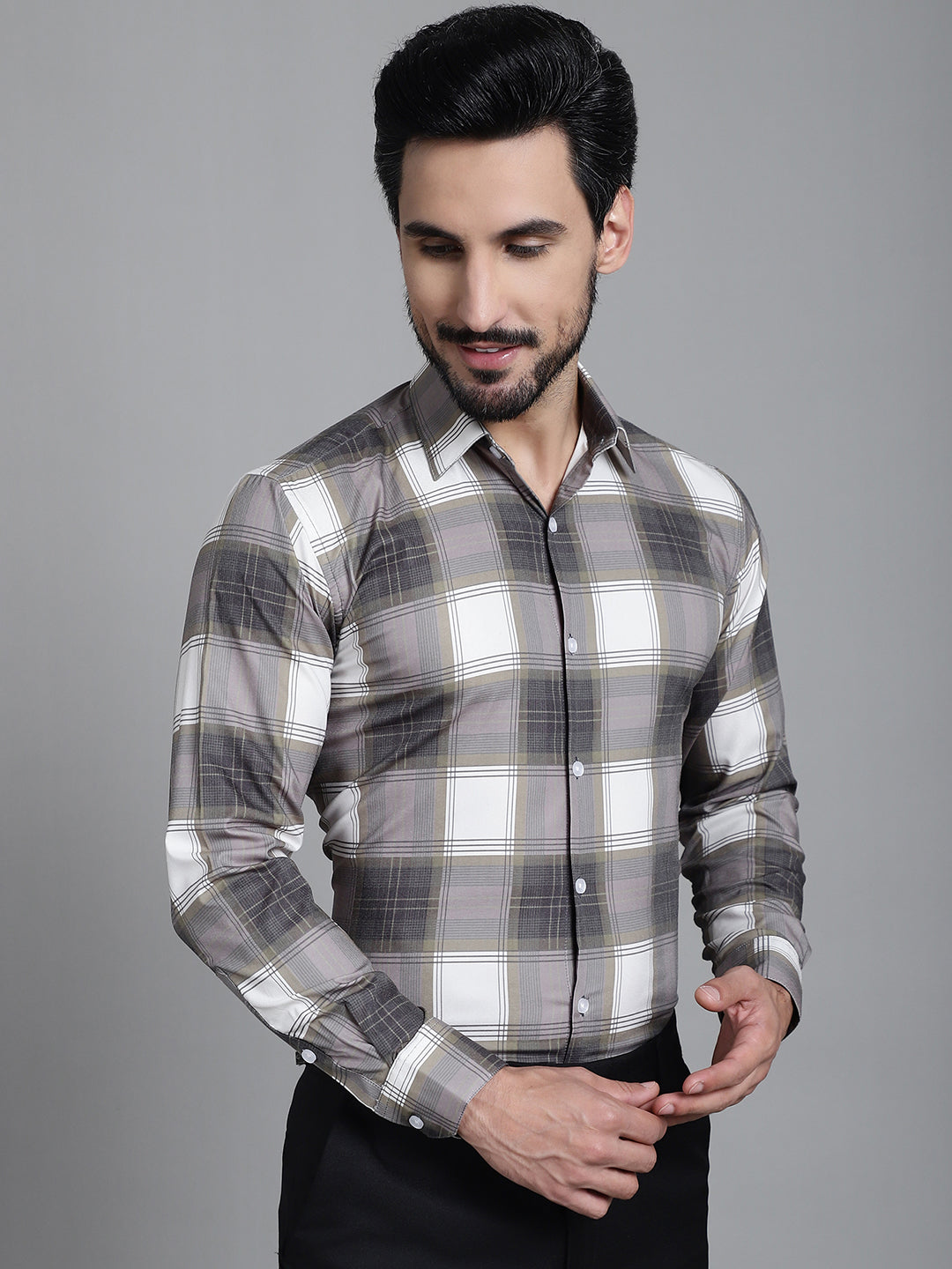 Men's Checked Formal Shirt - Taantav