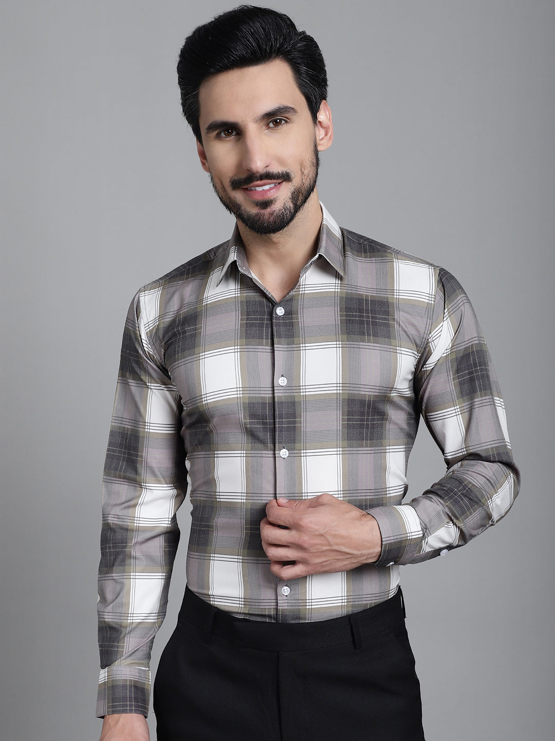 Men's Checked Formal Shirt - Taantav