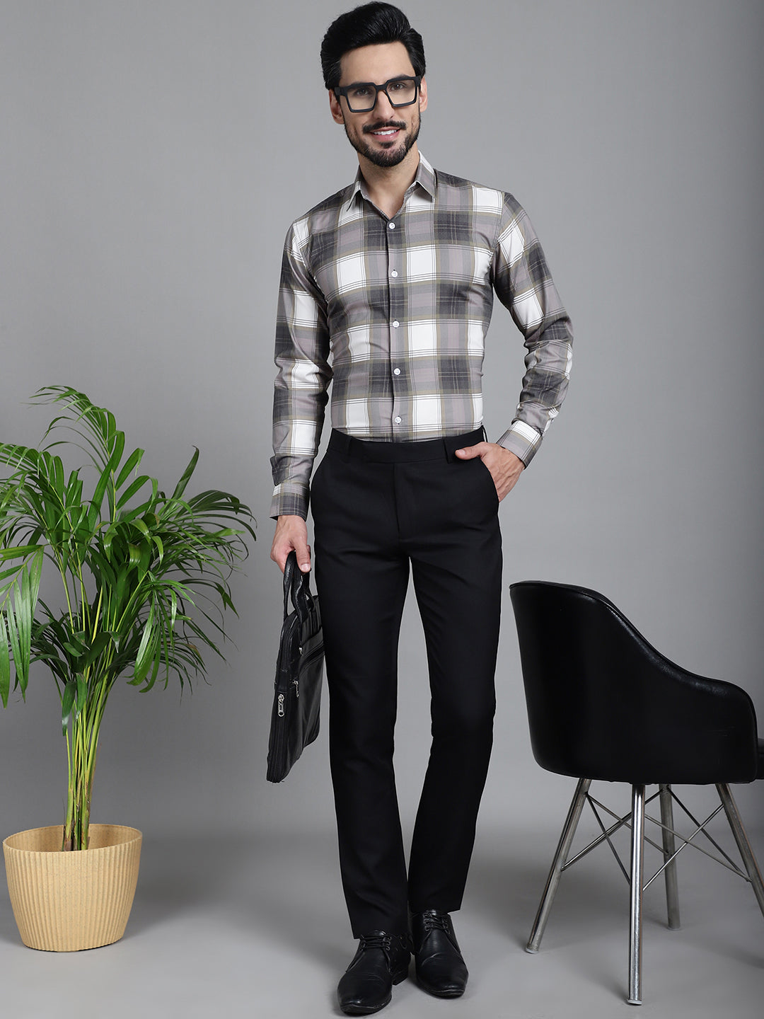 Men's Checked Formal Shirt - Taantav