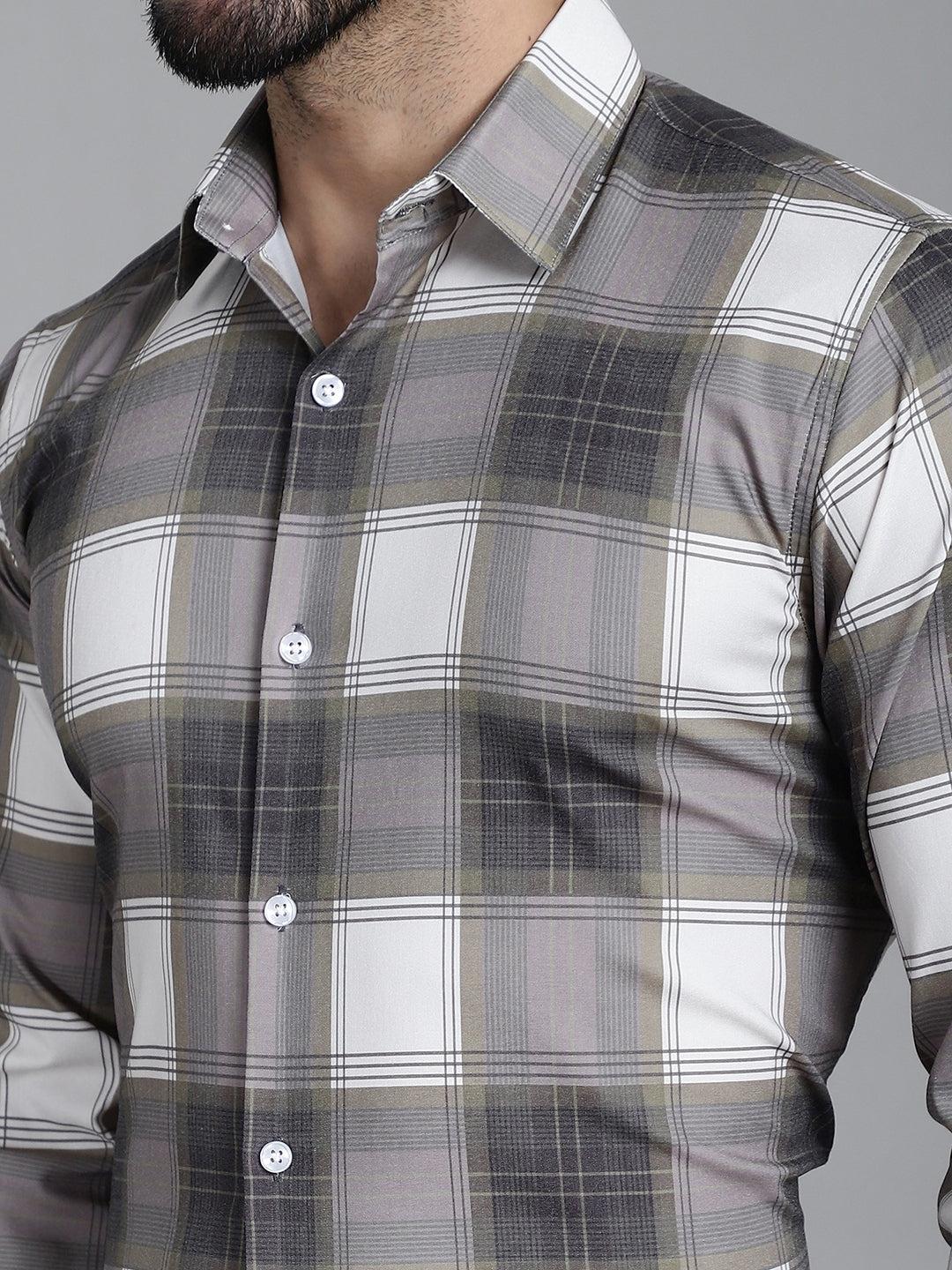 Men's Checked Formal Shirt - Taantav