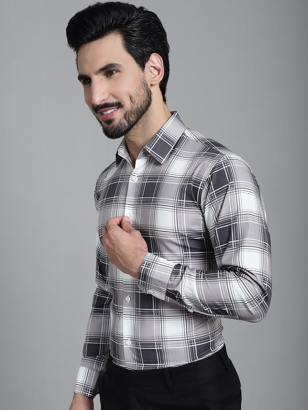 Men's Checked Formal Shirt - Taantav