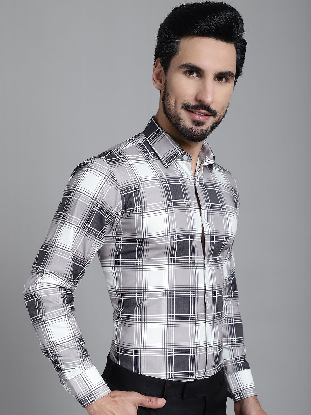 Men's Checked Formal Shirt - Taantav