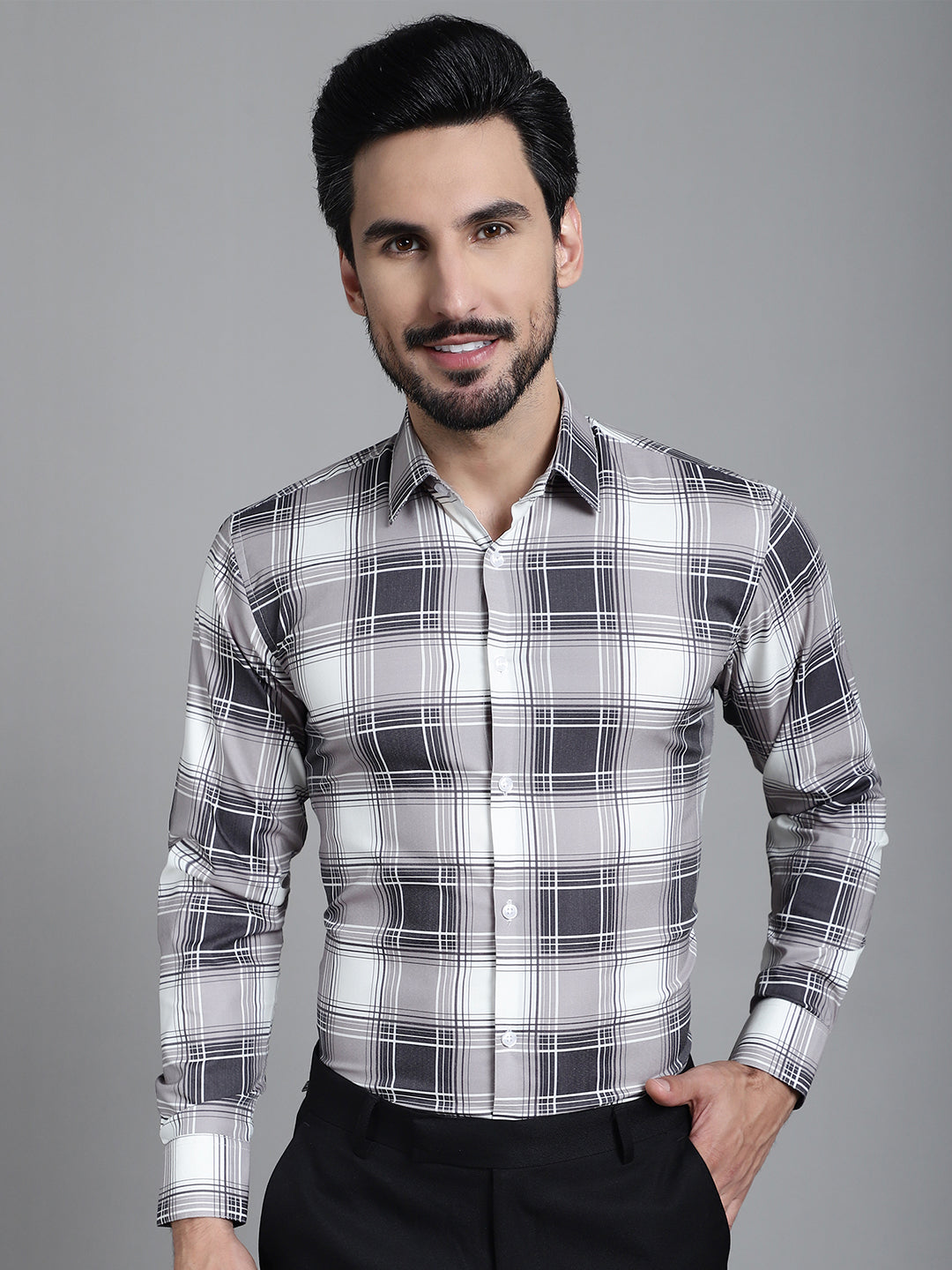 Men's Checked Formal Shirt - Taantav