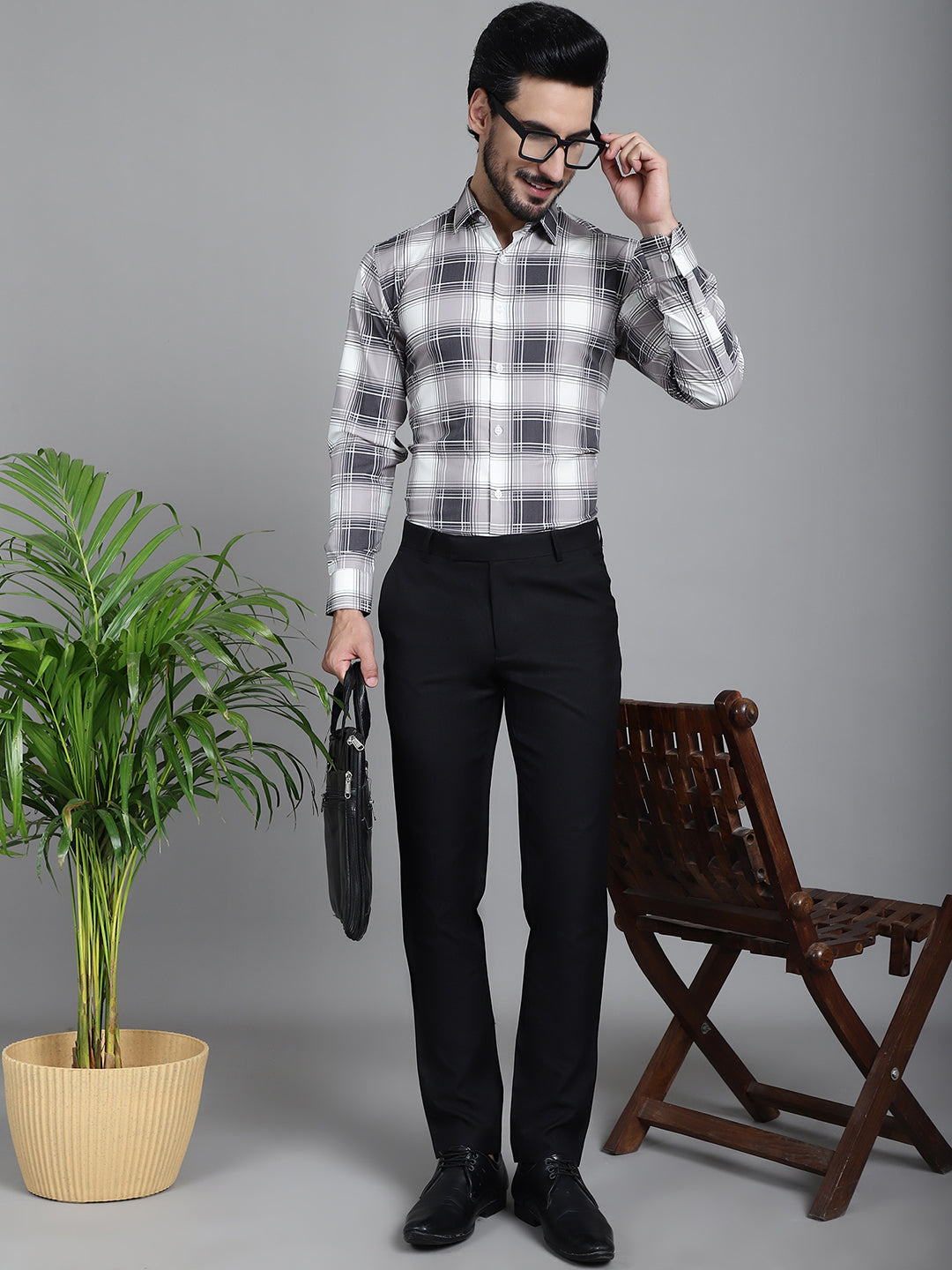 Men's Checked Formal Shirt - Taantav