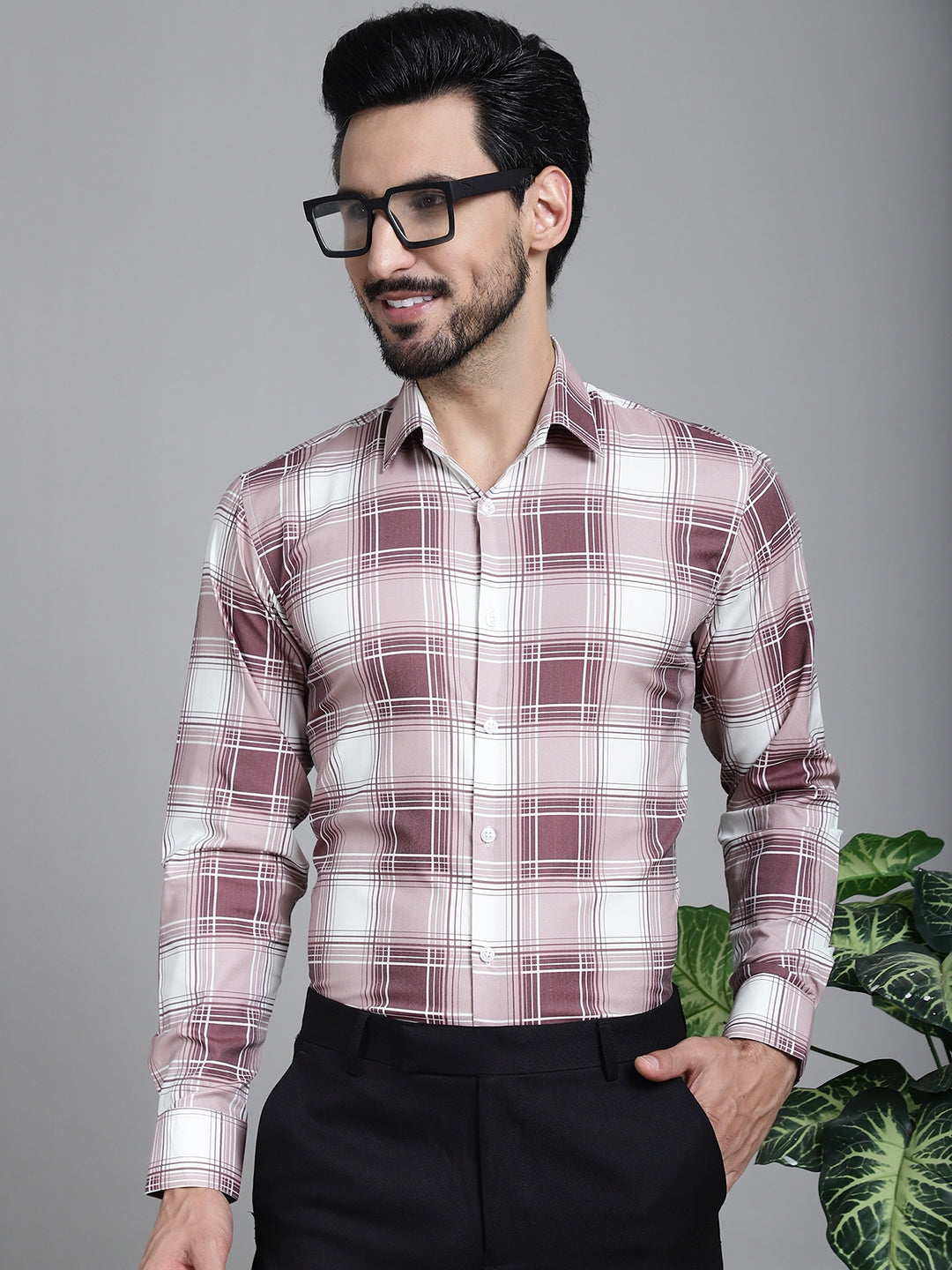 Men's Checked Formal Shirt - Taantav