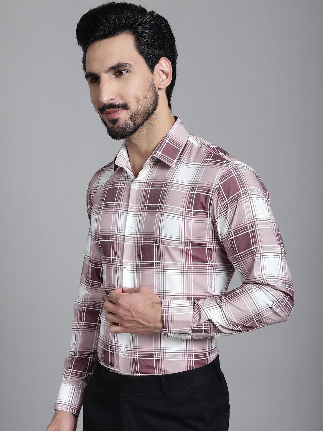 Men's Checked Formal Shirt - Taantav