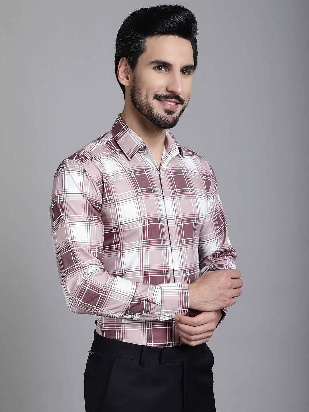 Men's Checked Formal Shirt - Taantav