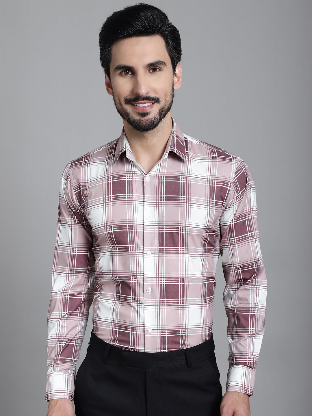 Men's Checked Formal Shirt - Taantav