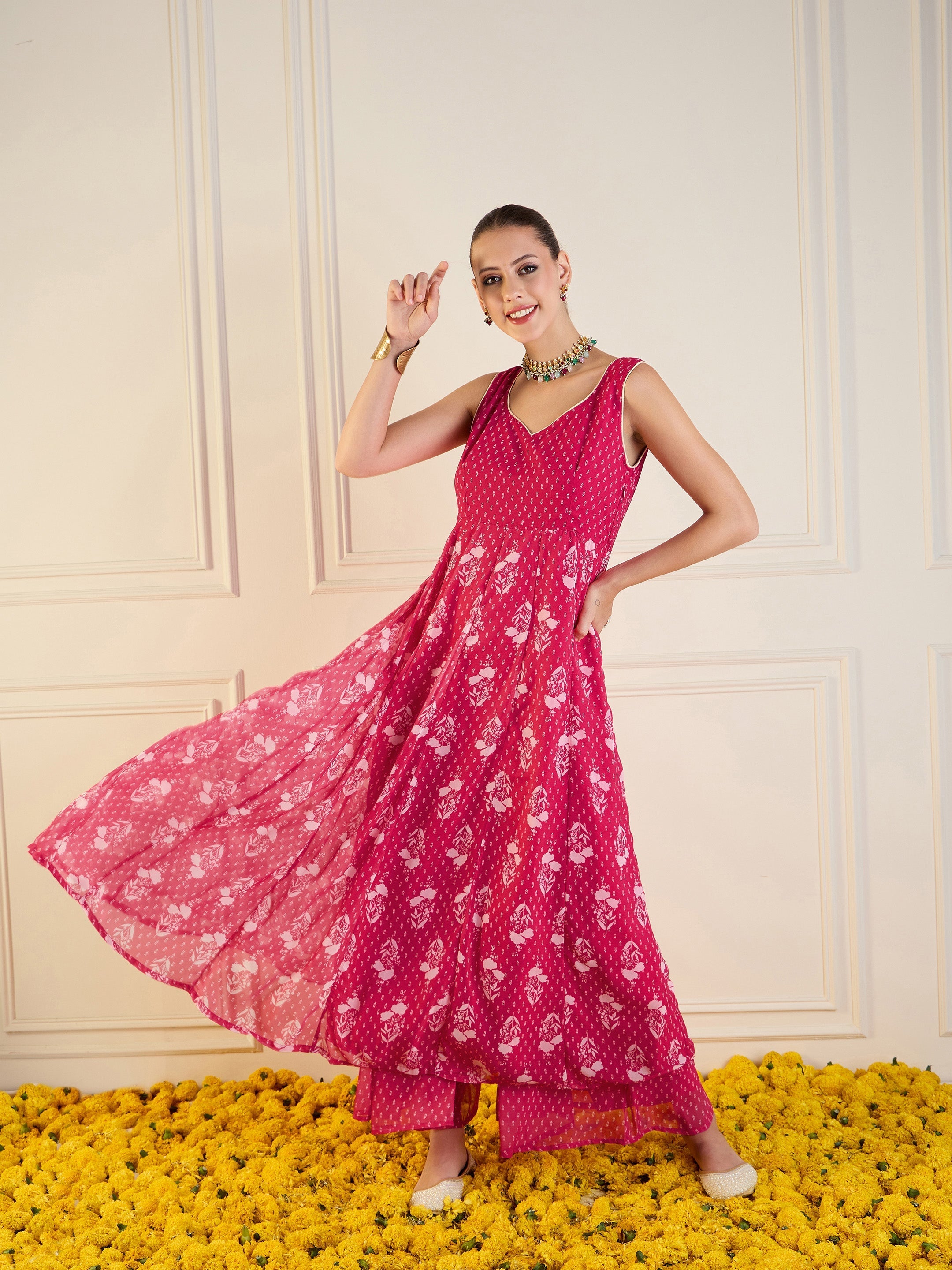 Women's Pink Floral Kurta - Sassafras