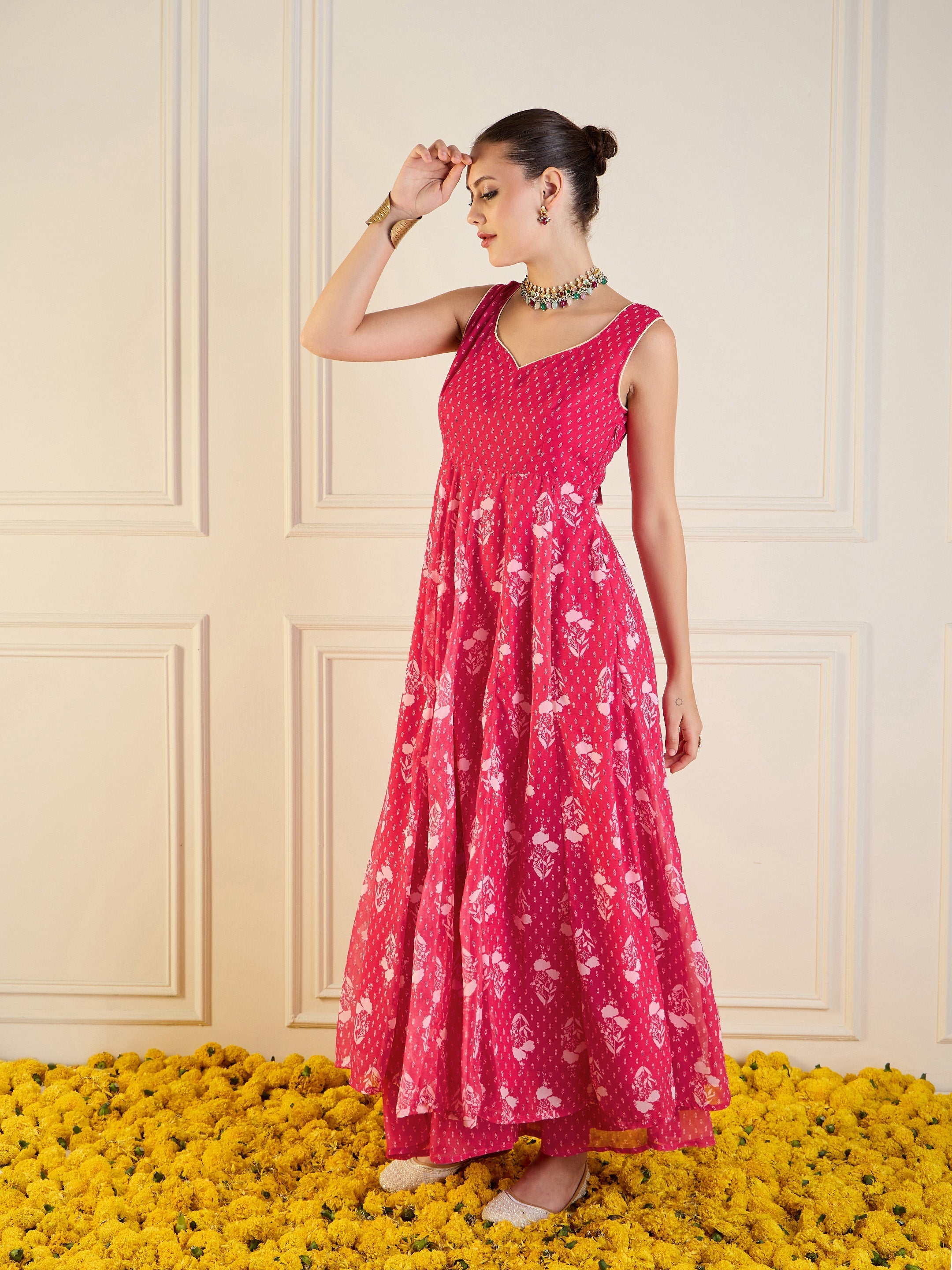 Women's Pink Floral Kurta - Sassafras