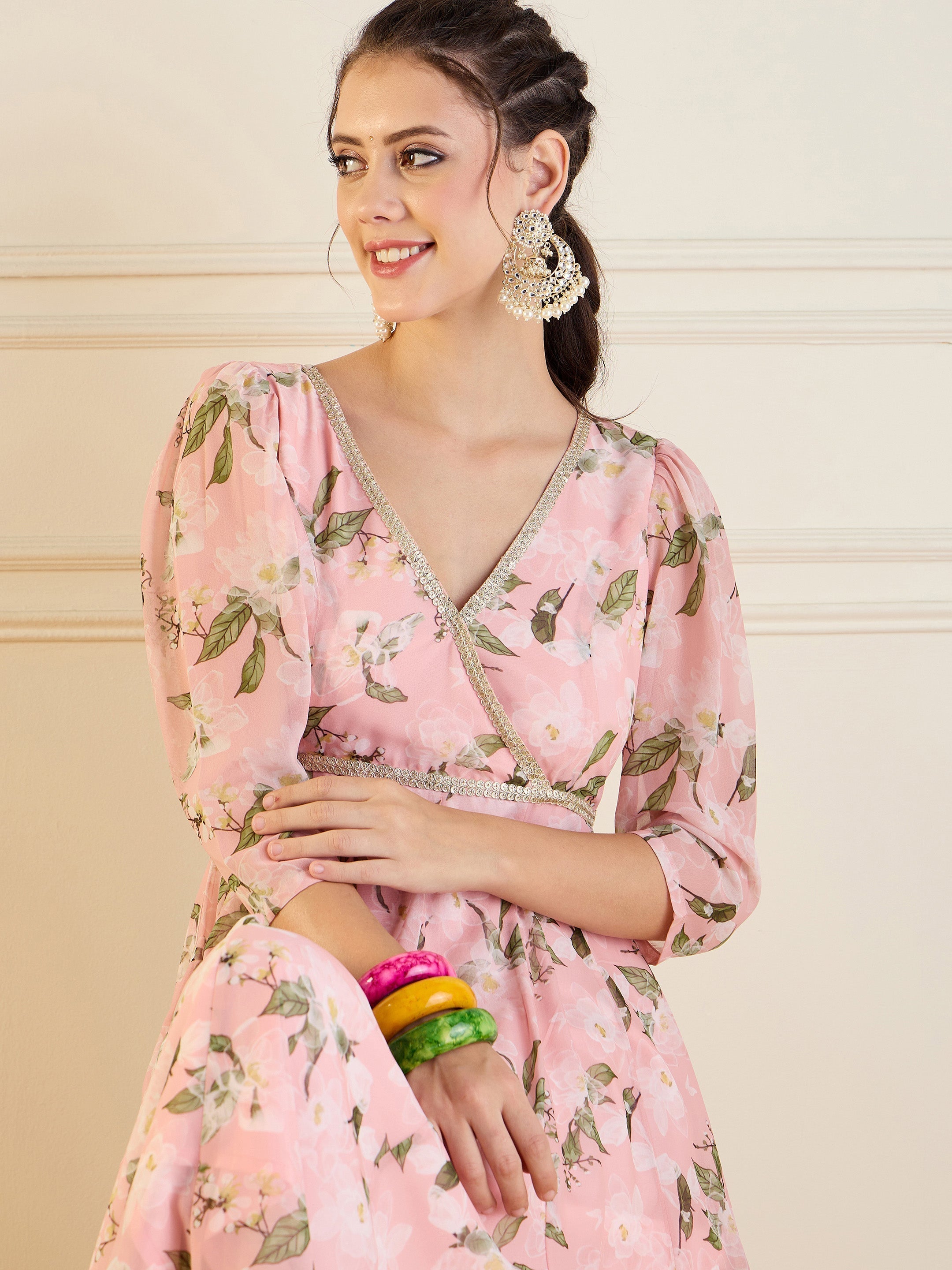 Women's Peach Floral Dress - Sassafras