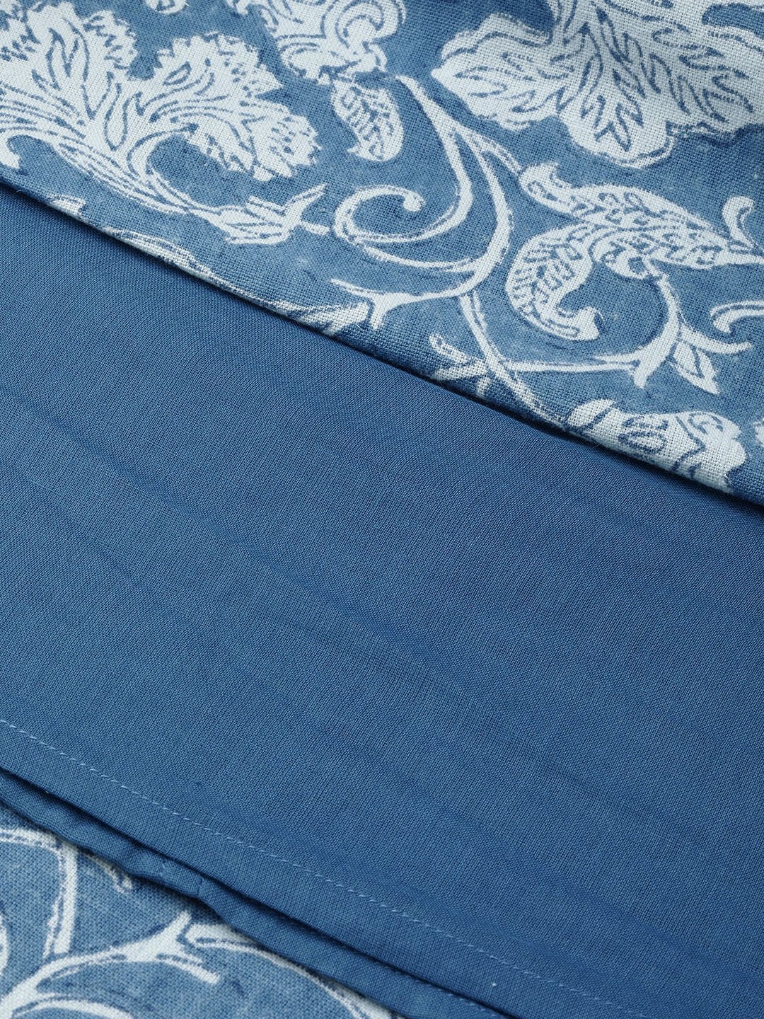Women's Blue Floral Gathered Kurta