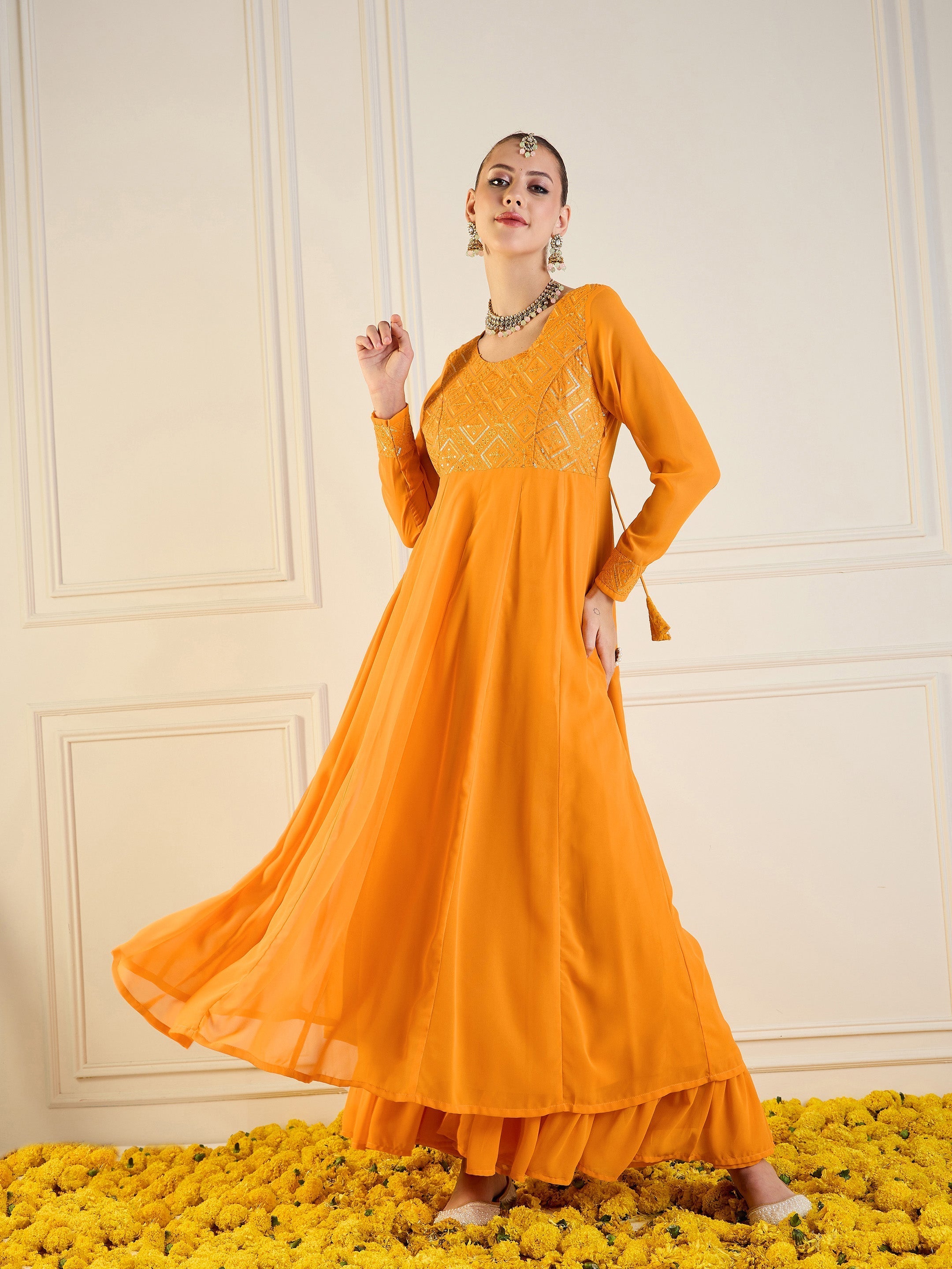 Women's Yellow Embroidered Kurta