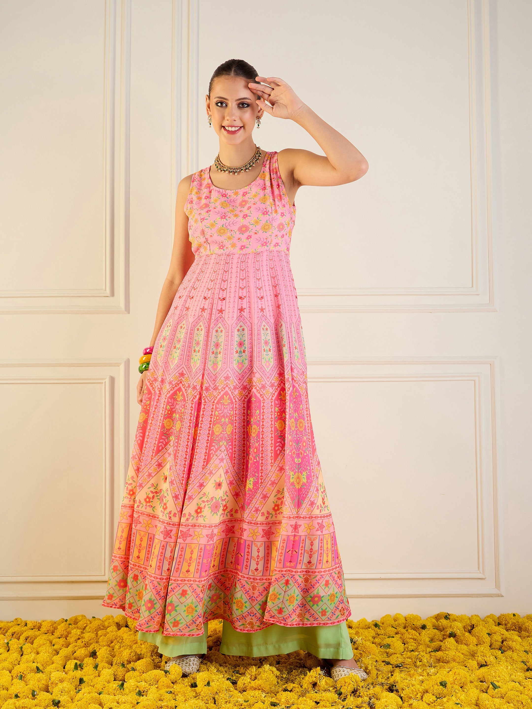 Women's Pink Floral Kurta - Sassafras