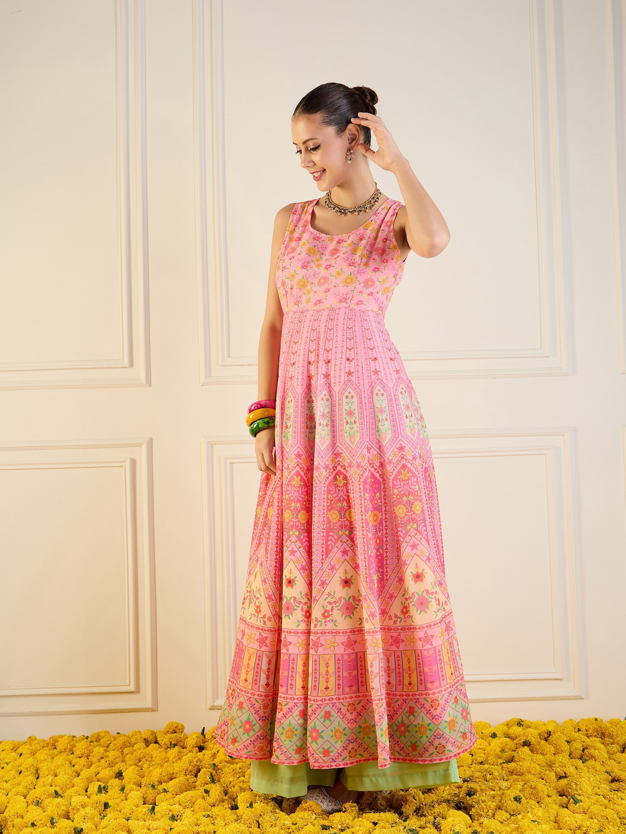 Women's Pink Floral Kurta - Sassafras