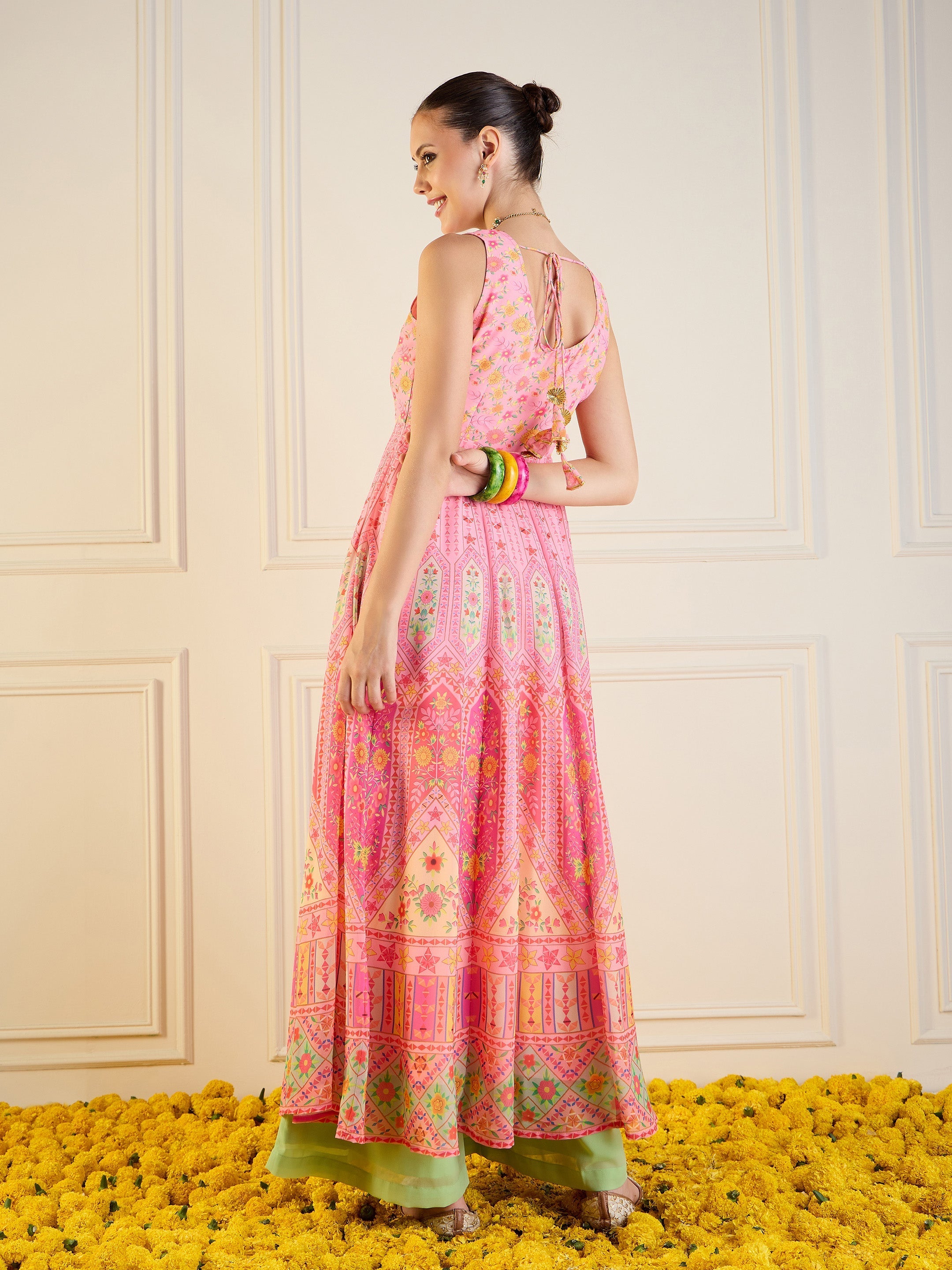 Women's Pink Floral Kurta - Sassafras