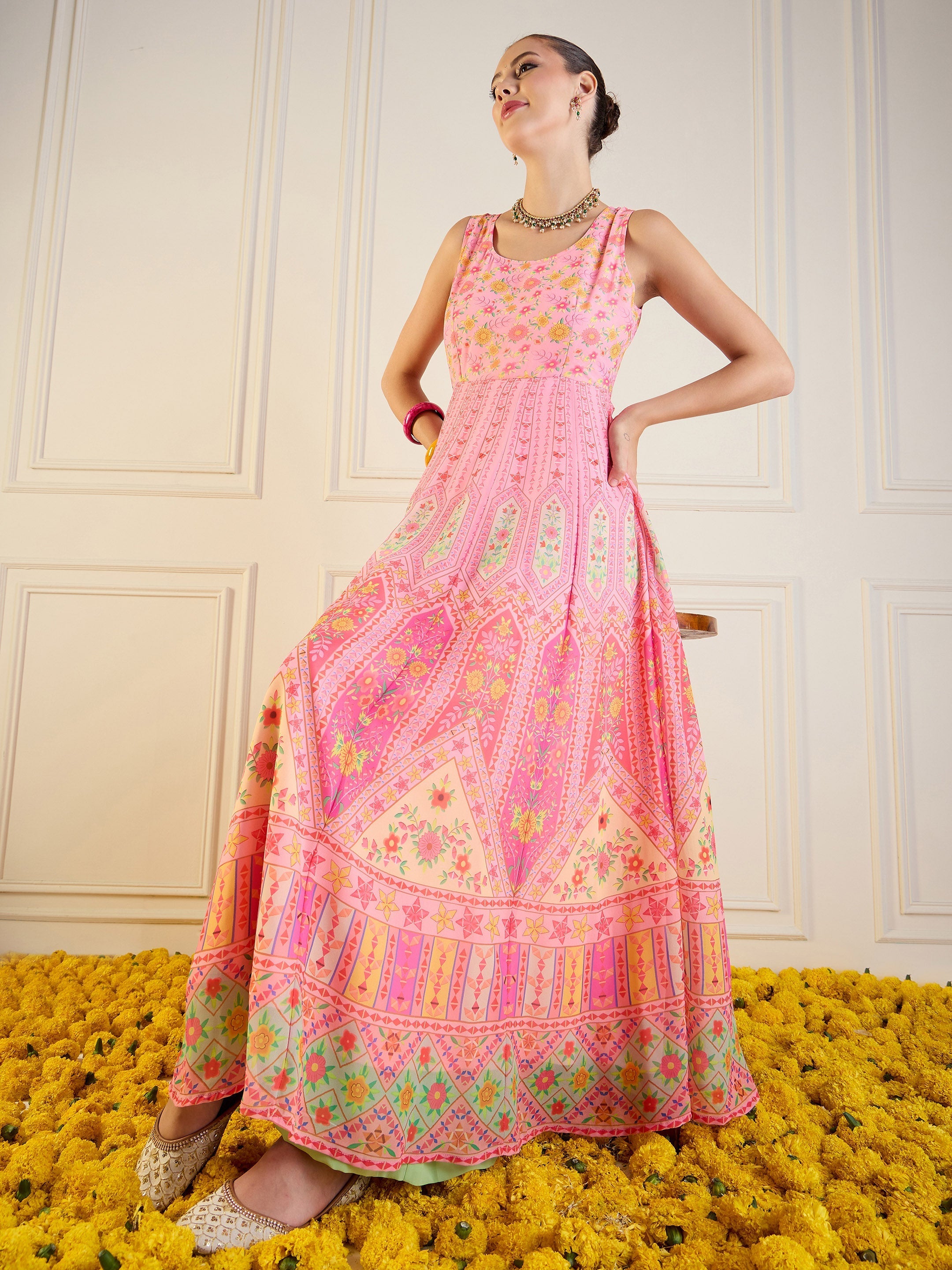 Women's Pink Floral Kurta - Sassafras