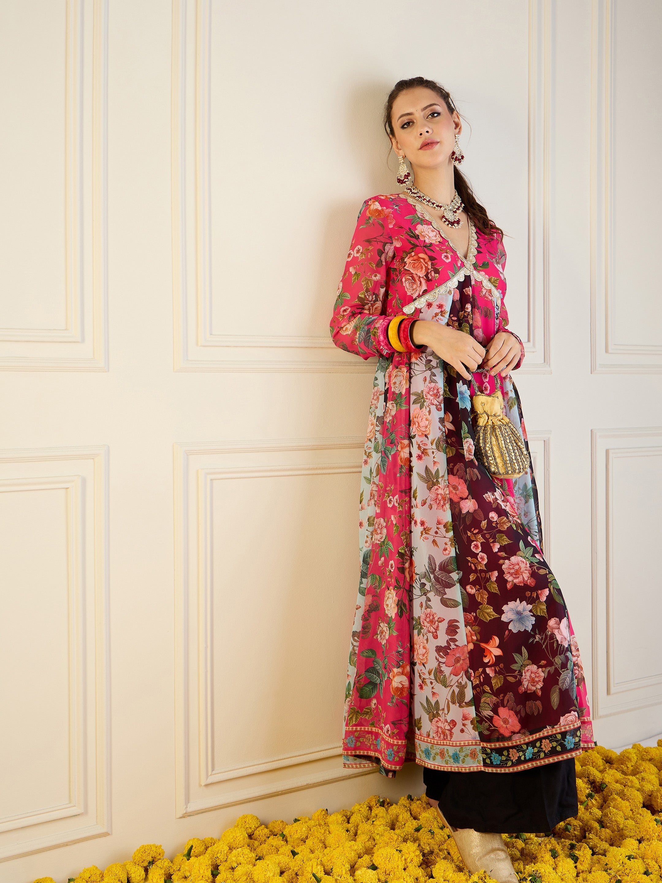 Women's Pink Floral Kurta - Sassafras