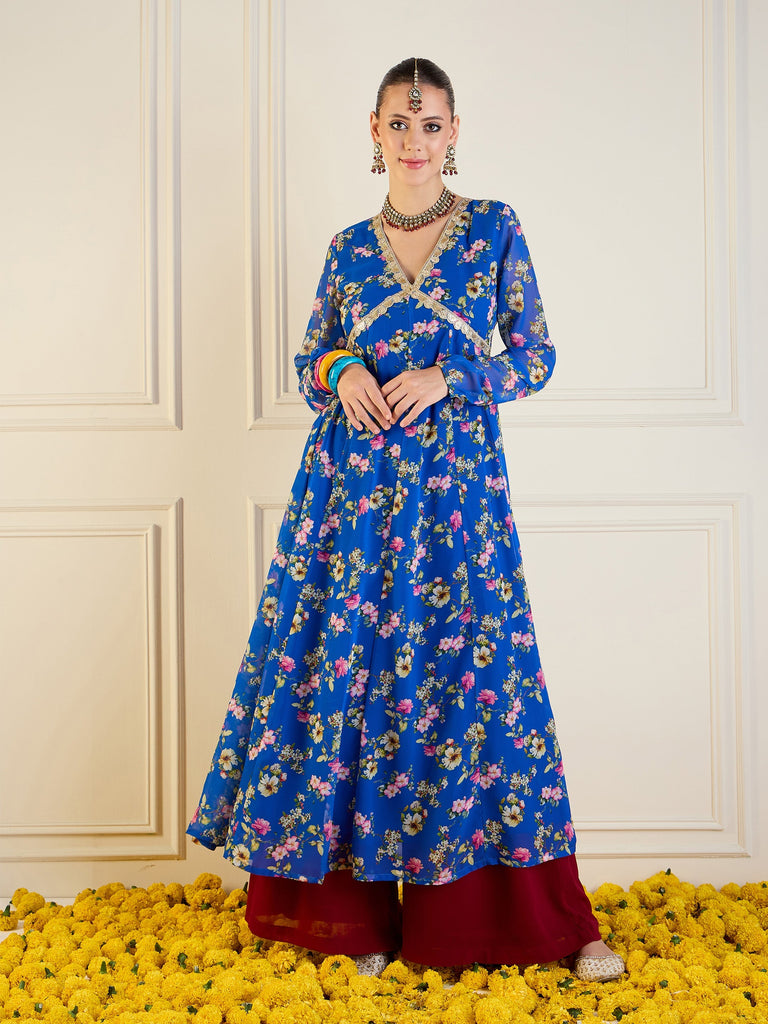 Women's Blue Floral Kurta
