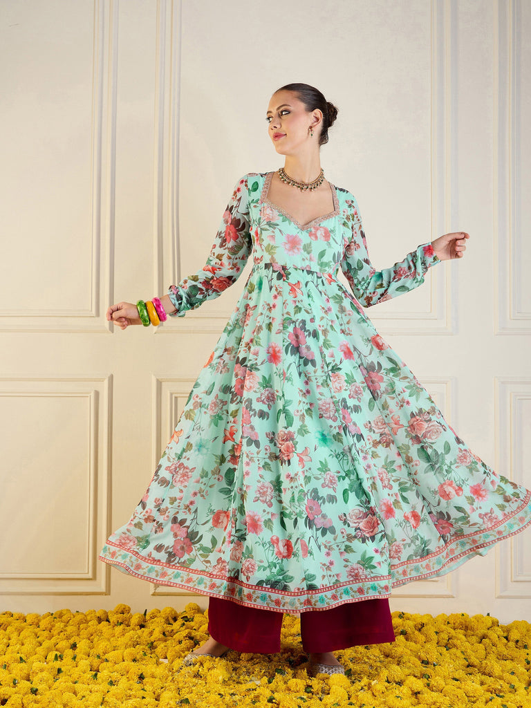 Women's Blue Floral Kurta